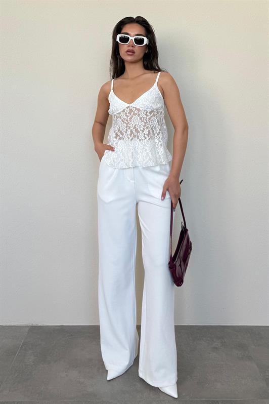 MDX White Adjustable Strap Lace Blouse MG2348 - Pleasanton