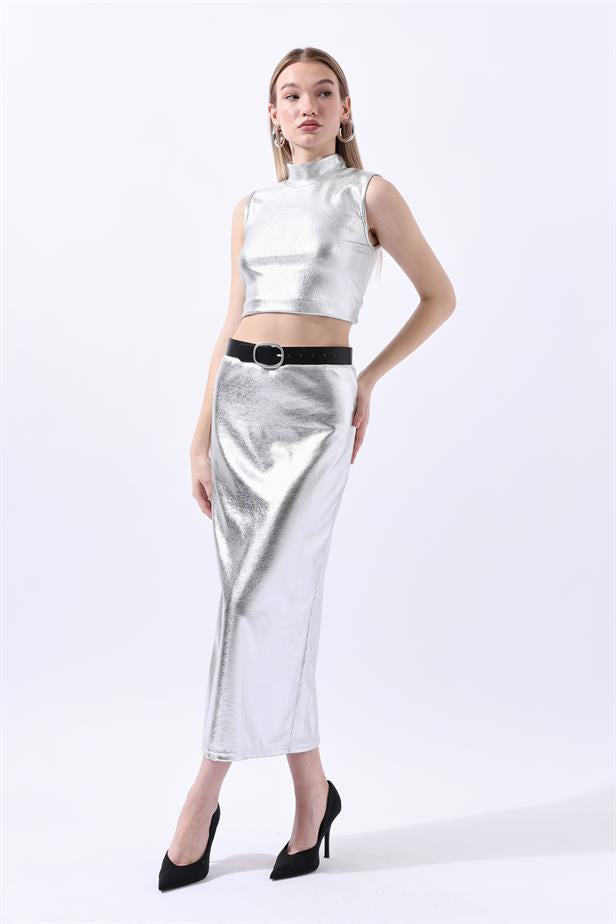 RYN Wholesale Leather-Look Blouse Silver - Villa de Álvarez