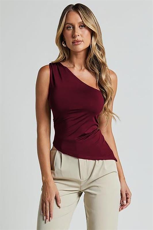 MDX Bordo Tek Omuzlu Basic Kadın Body MG2498 - Guadalupe