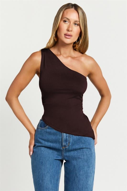 MDX Kahverengi Tek Omuzlu Basic Kadın Body MG2498 - Marsala