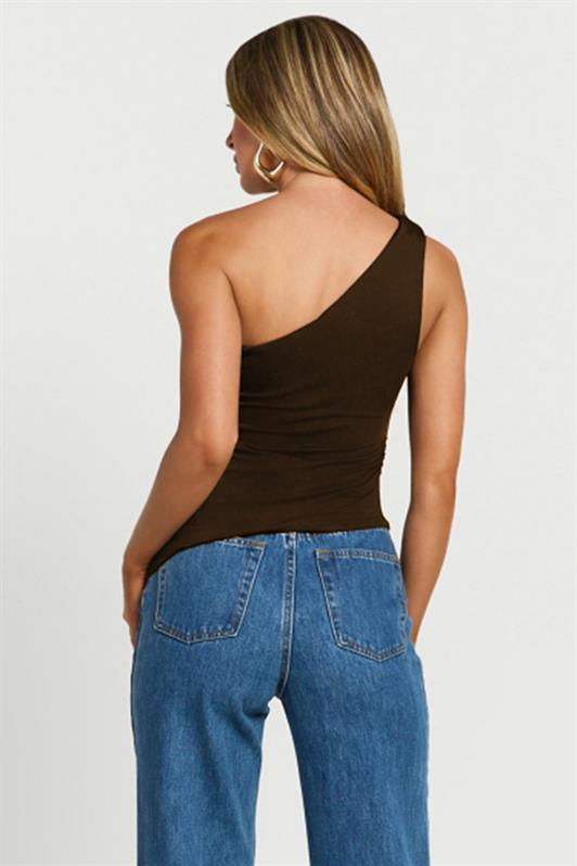 MDX Kahverengi Tek Omuzlu Basic Kadın Body MG2498 - Marsala