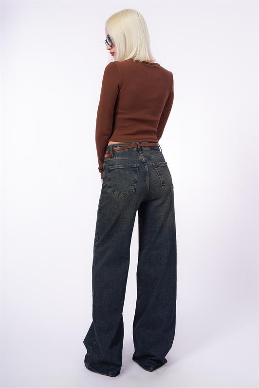 MDX Painful Brown V-Neck Long Sleeve Button Detail Bodysuit MG2194 - Georgetown