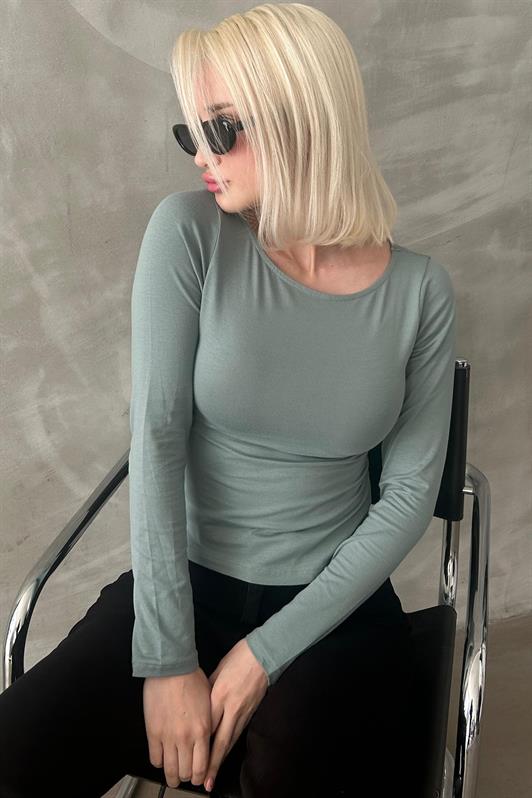 MDX Turquoise Boat Neck Basic Women's Bodysuit MG1997 - Cancún