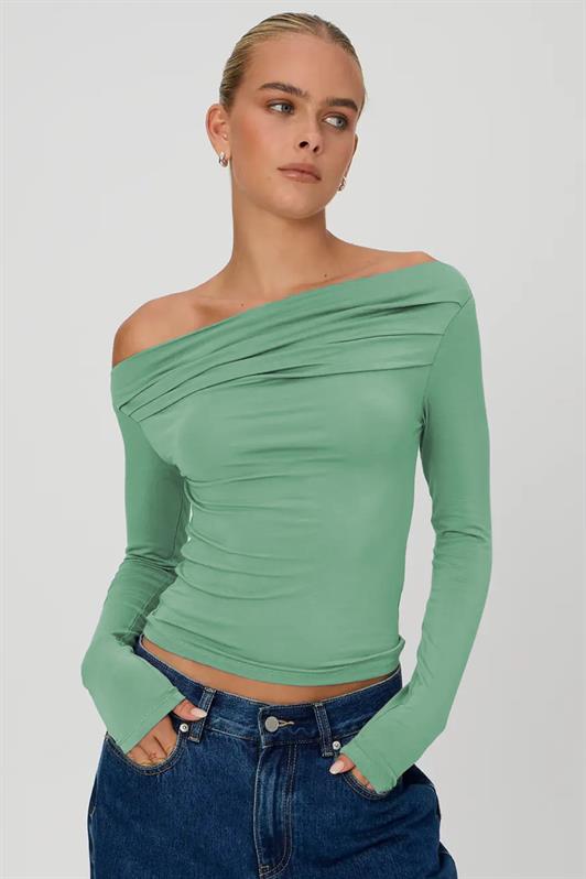 MDX Green Boat Neck Ruffled Women's Blouse MG2050 - Flagstaff