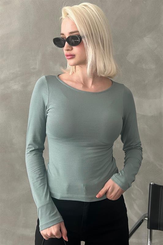 MDX Turquoise Boat Neck Basic Women's Bodysuit MG1997 - Cancún