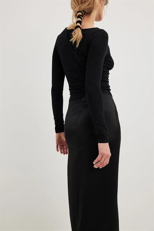 MDX Black Boat Neck Basic Women's Bodysuit MG1997 - Latina
