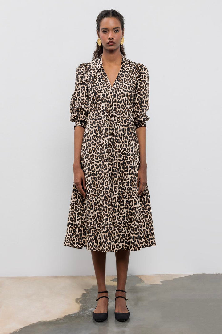BSL Women Loose-Cut Collar Midi Dress - Doral