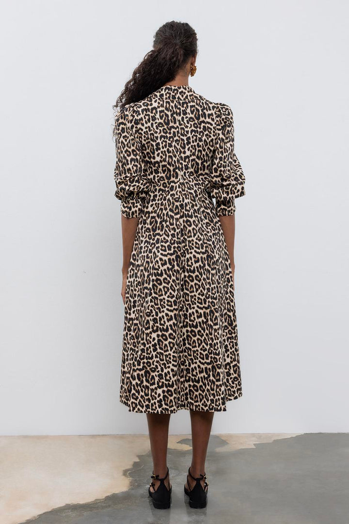 BSL Women Loose-Cut Collar Midi Dress - Doral