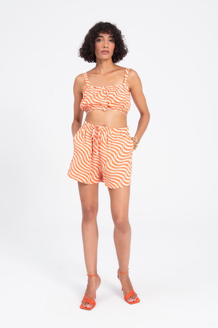 BSL Women Wave Pattern Loose Short - Brookfield
