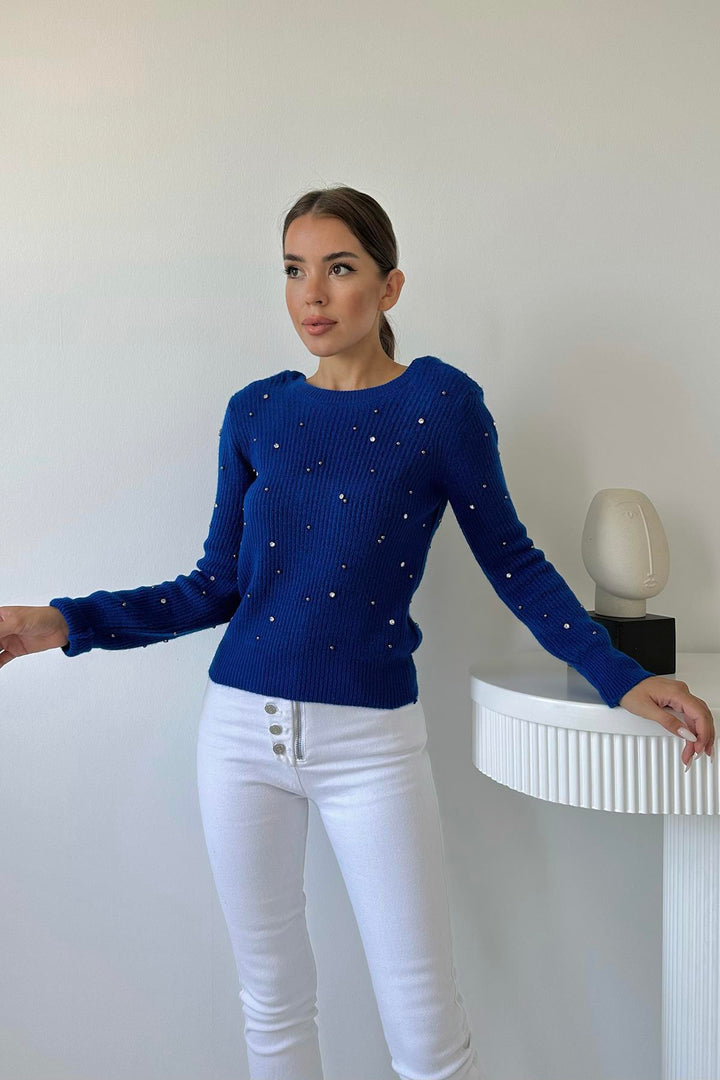 ELS Beaded Sweater - Blue - Plauen