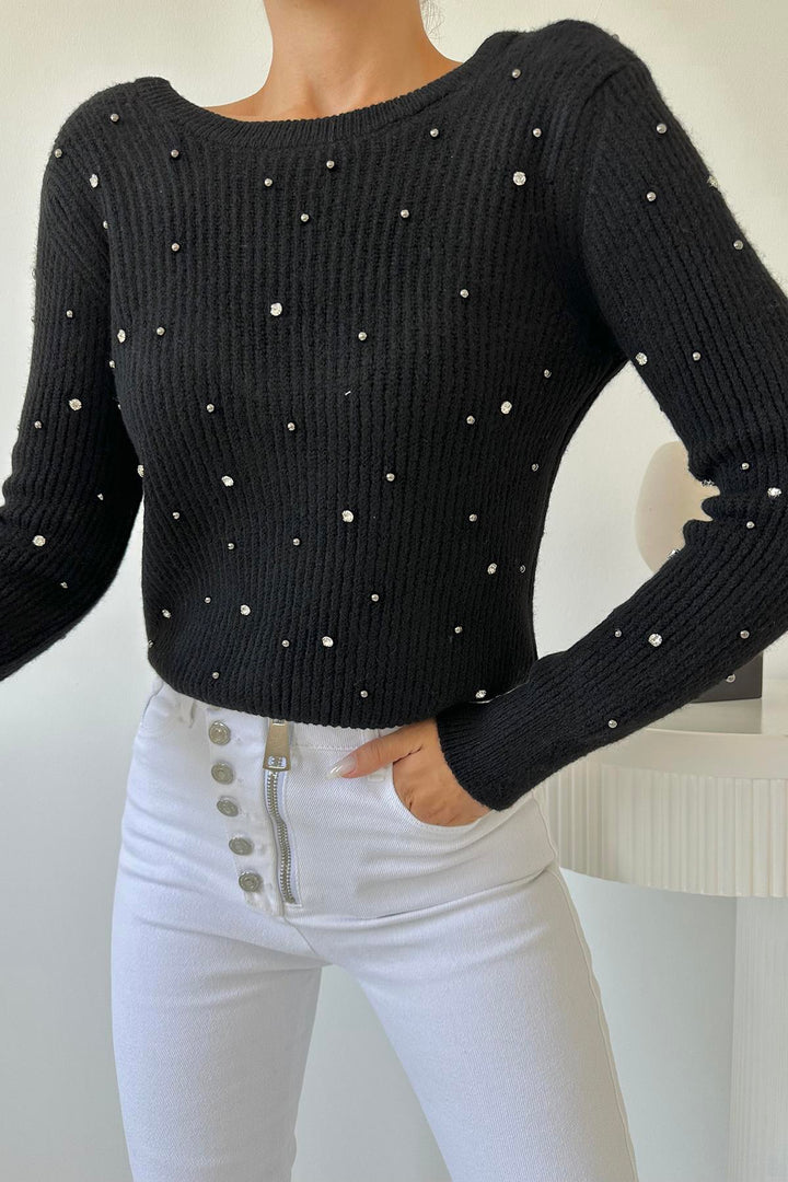 ELS Beaded Sweater - Black - Cassino
