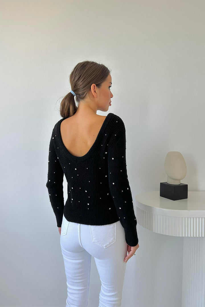 ELS Beaded Sweater - Black - Cassino