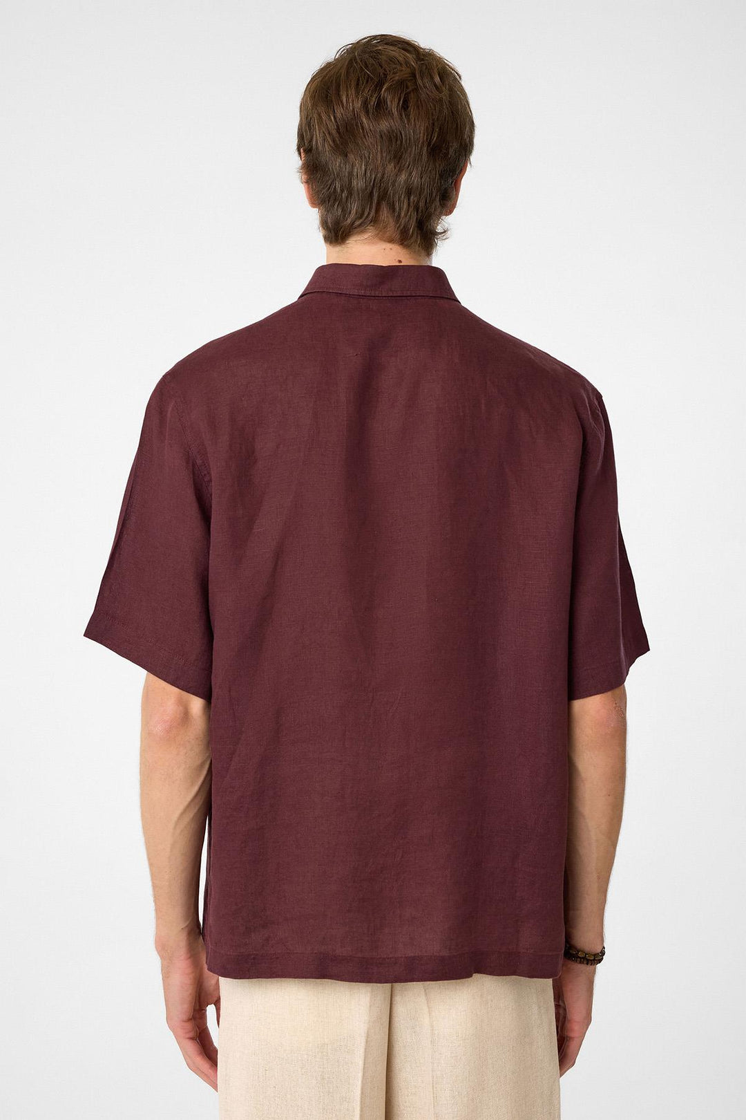 ANT Antioch Bordeaux 100% Linen Relaxed Fit Men's Shirt - Stains