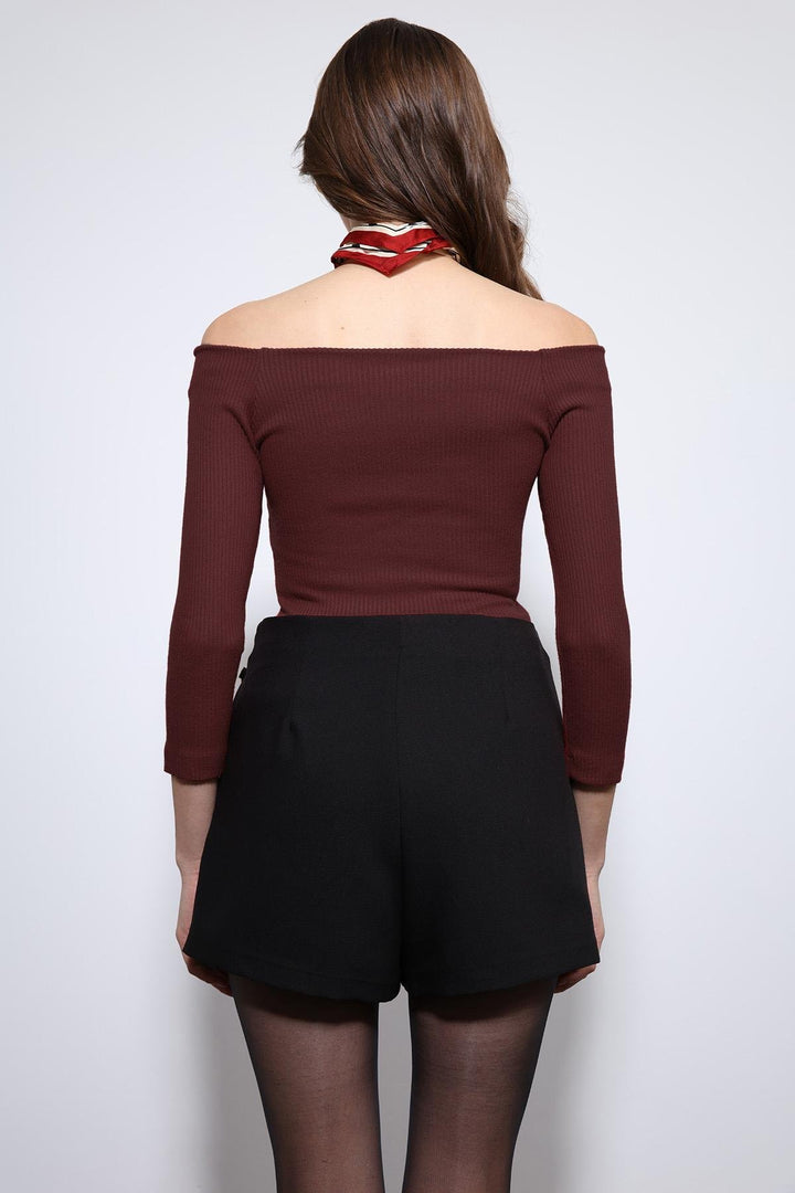 ANT Antioch Bordo Açık Omuz Detaylı Top - Boryslav