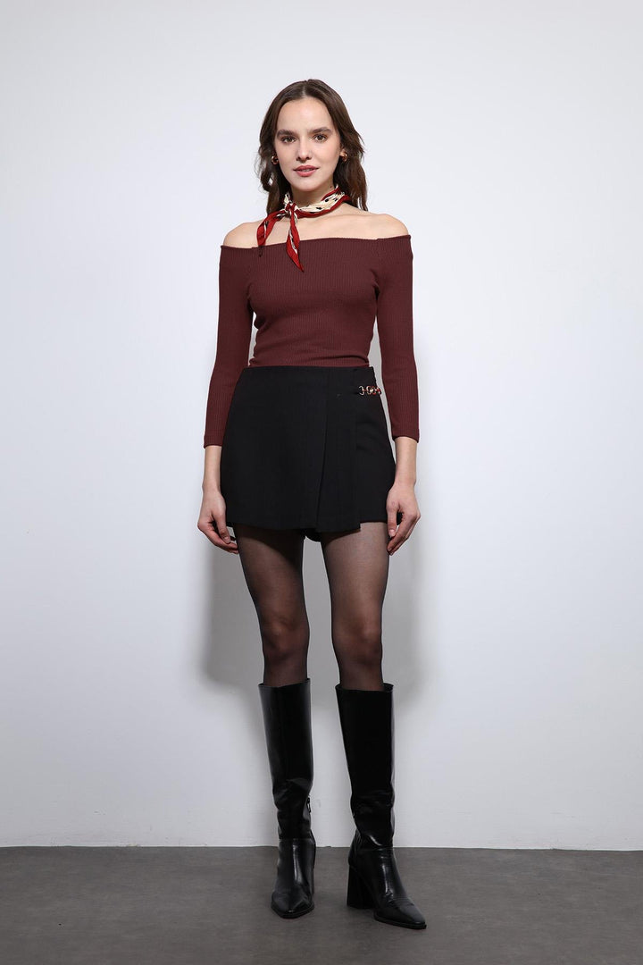 ANT Antioch Bordo Açık Omuz Detaylı Top - Boryslav