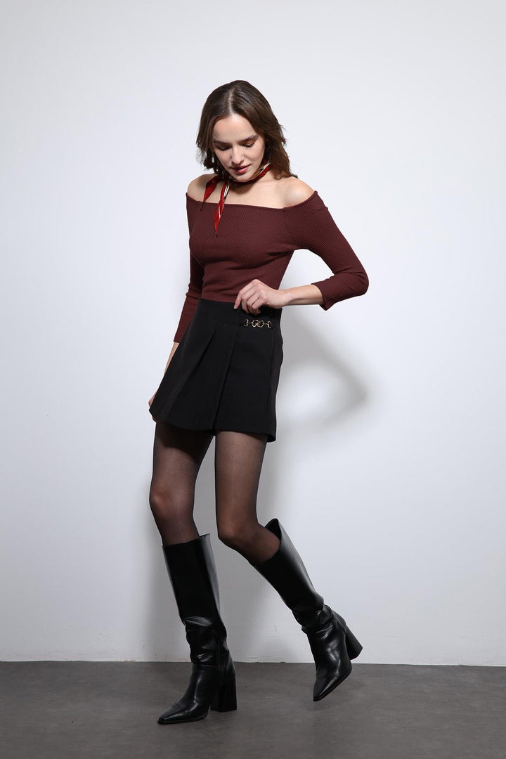 ANT Antioch Bordo Açık Omuz Detaylı Top - Boryslav