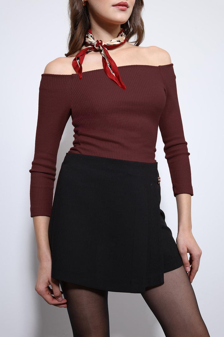 ANT Antioch Bordo Açık Omuz Detaylı Top - Boryslav