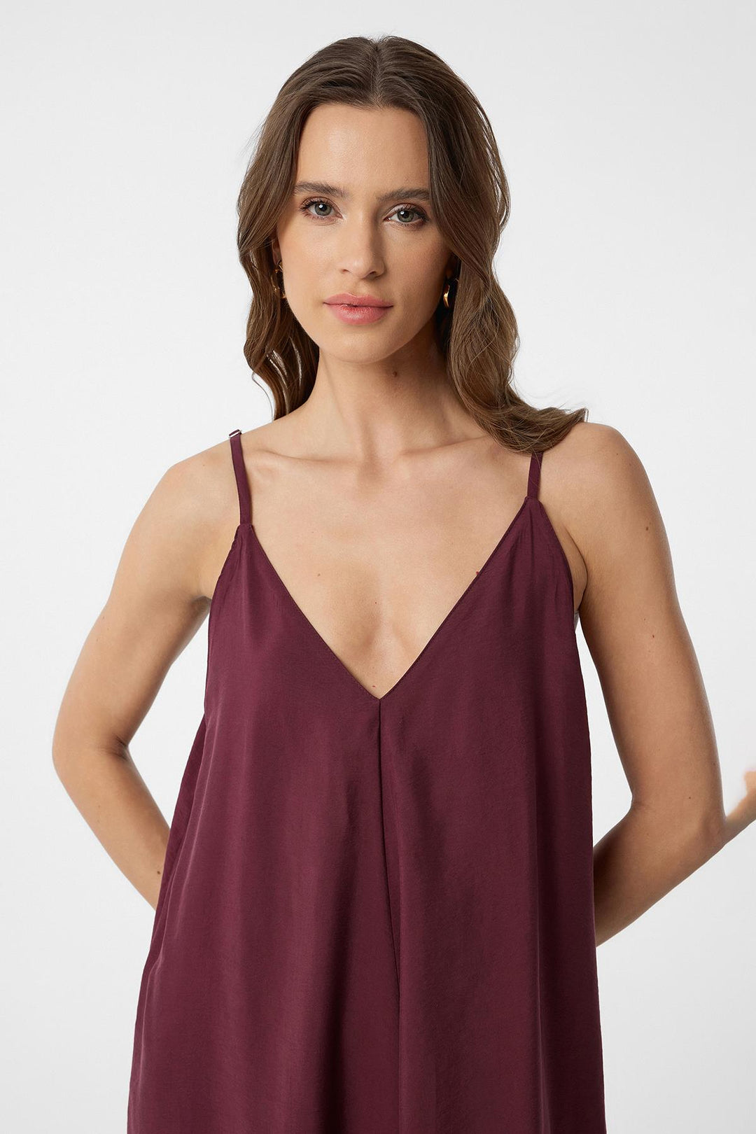 ANT Antioch Burgundy Strappy Modal Long Women's Dress - Campbell