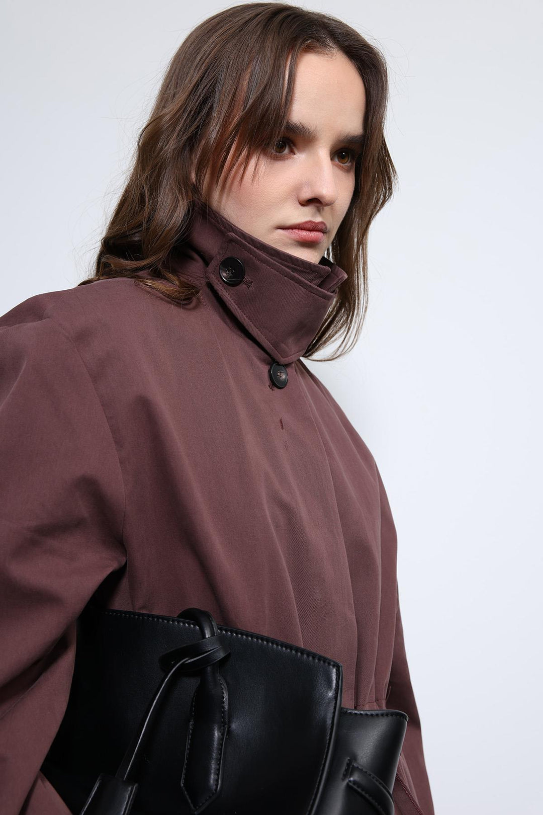 ANT Antioch Bordo Ayarlanabilir Bele Sahip Kısa Trençkot - Wyoming