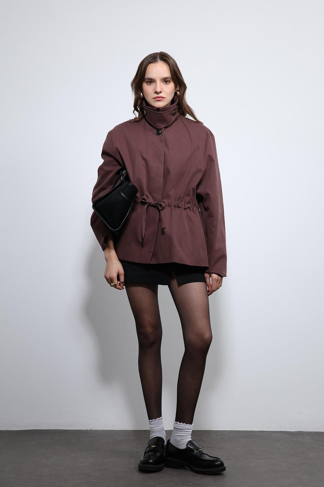 ANT Antioch Bordo Ayarlanabilir Bele Sahip Kısa Trençkot - Wyoming