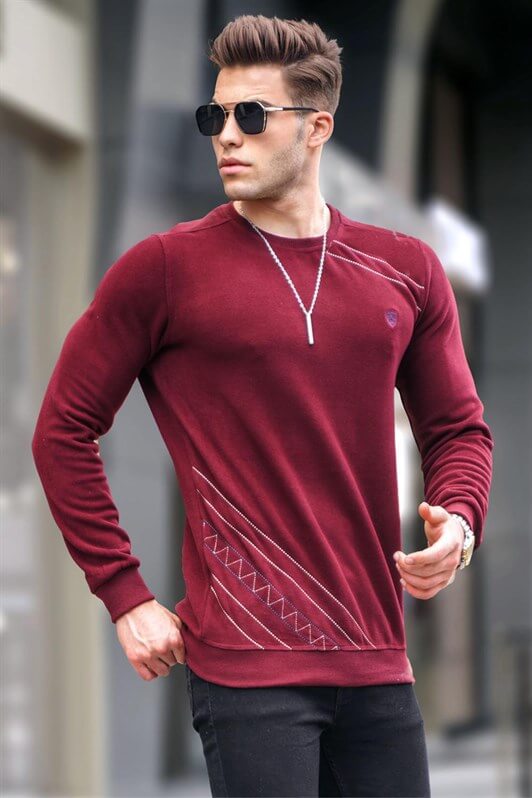 MDX Burgundy Basic Bicycle Neck Sweater 5965 - Braşov