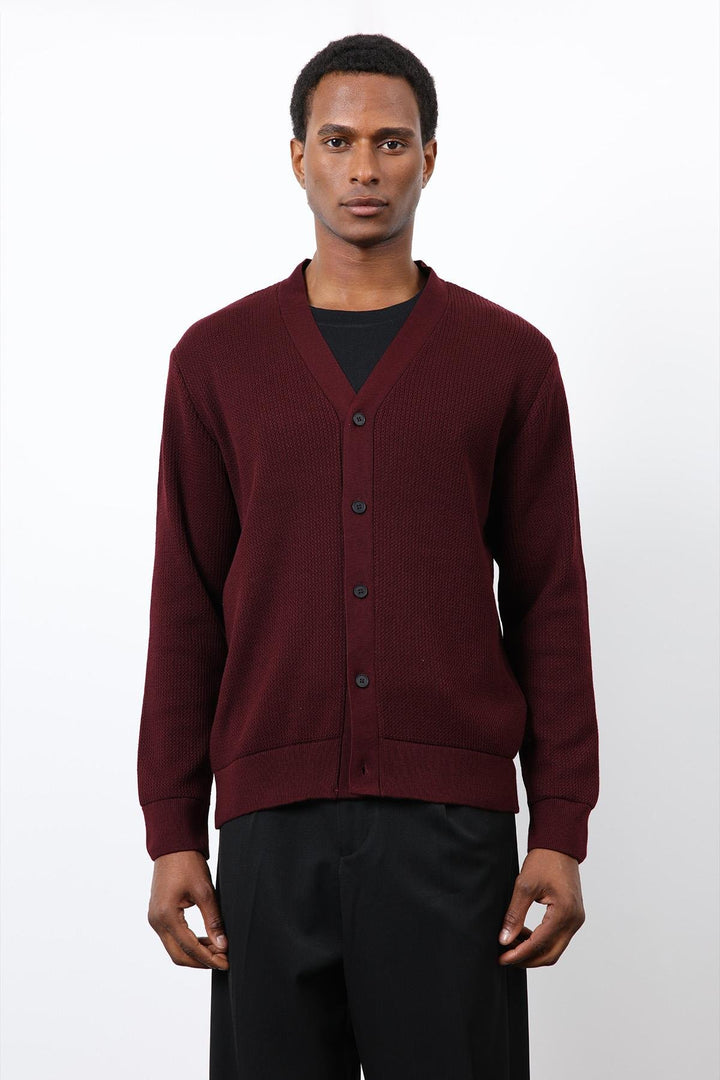 ANT Antioch Bordeaux Basic Men's Cardigan - Kenner
