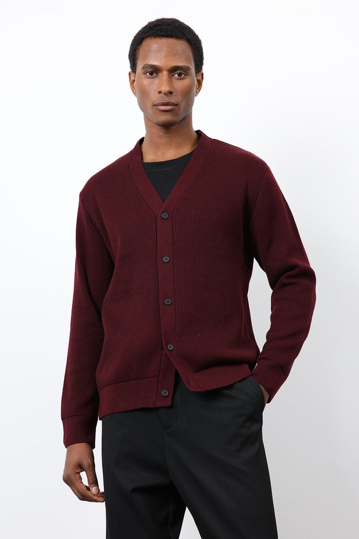 ANT Antioch Bordeaux Basic Men's Cardigan - Kenner