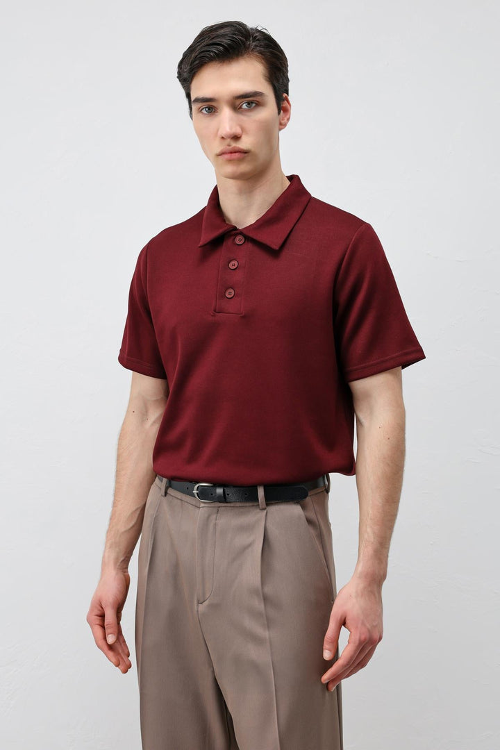 ANT Antioch Bordo Basic Polo Yaka Erkek T-Shirt - Calexico