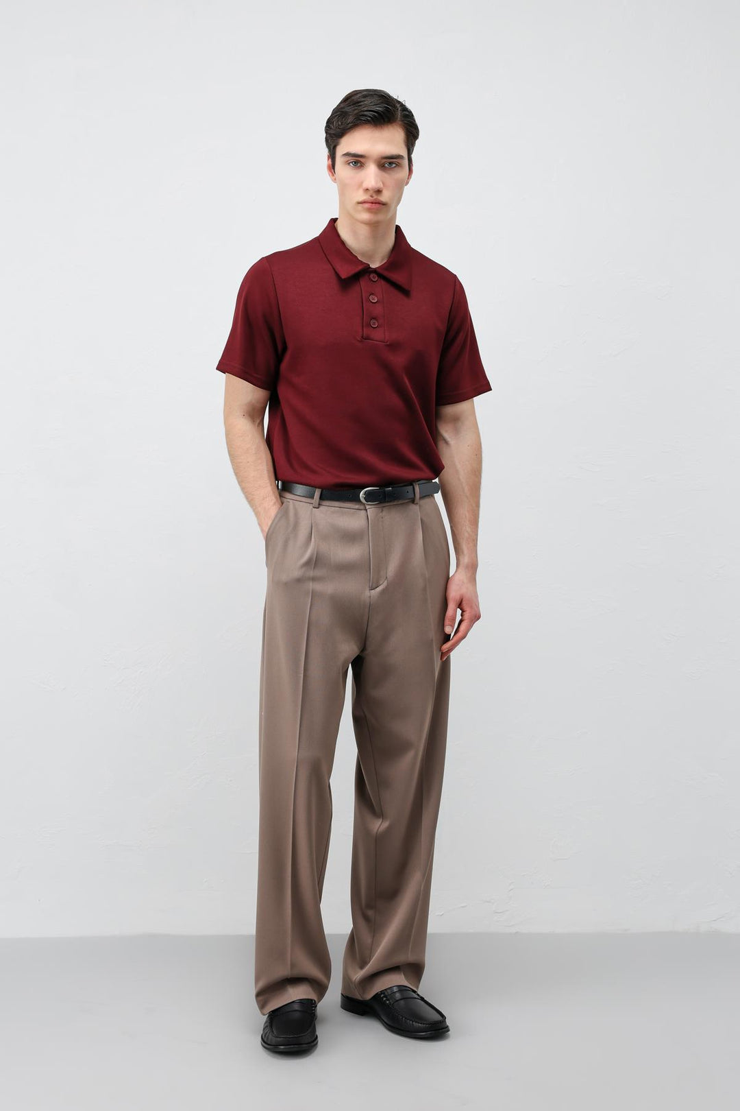 ANT Antioch Bordo Basic Polo Yaka Erkek T-Shirt - Calexico