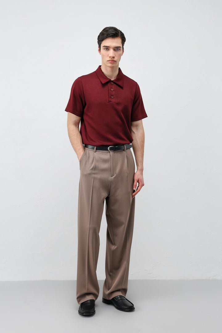 ANT Antioch Bordo Basic Polo Yaka Erkek T-Shirt - Calexico