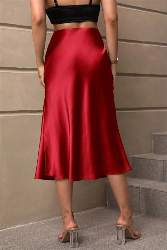 MDX Burgundy Basic Long Satin Skirt MG1409 - Montemorelos
