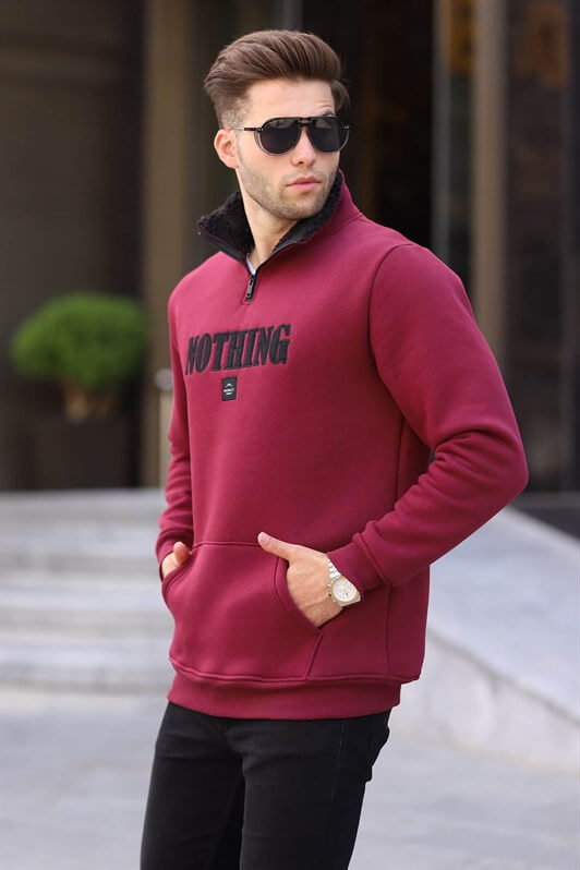 MDX Burgundy Printed Zipper Detail Sweatshirt 6003 - Esher