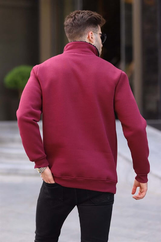 MDX Burgundy Printed Zipper Detail Sweatshirt 6003 - Esher