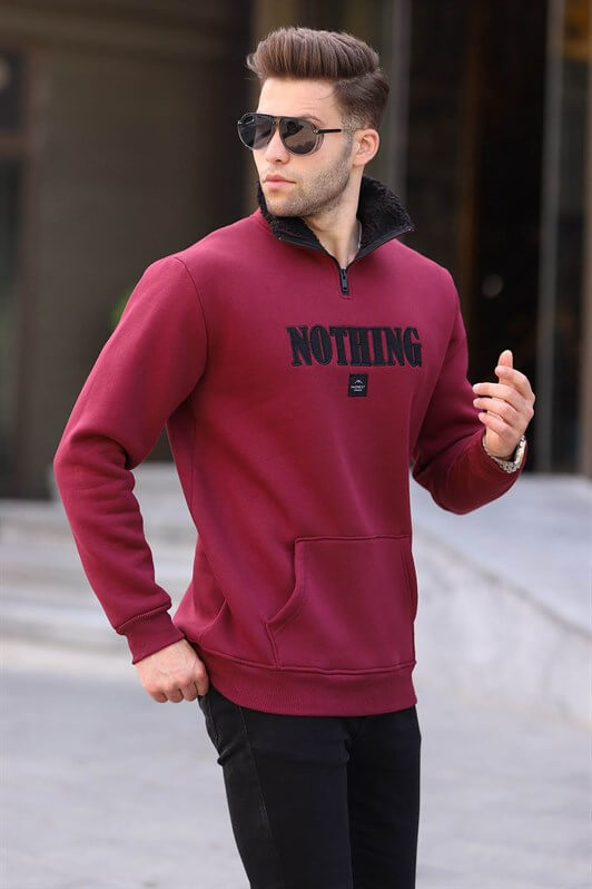 MDX Burgundy Printed Zipper Detail Sweatshirt 6003 - Esher