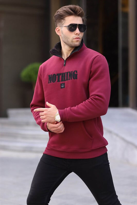 MDX Burgundy Printed Zipper Detail Sweatshirt 6003 - Esher
