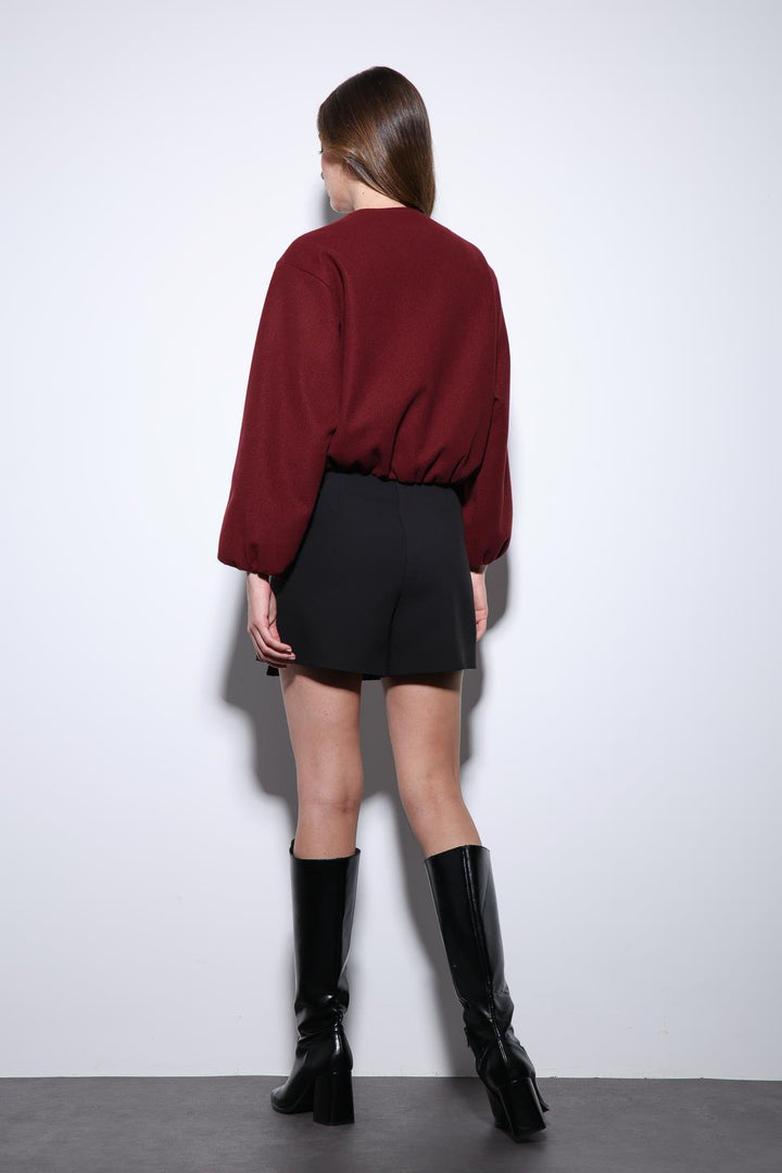 ANT Antioch Bordo Bel Lastikli Crop Kadın Mont - Chornomorsk