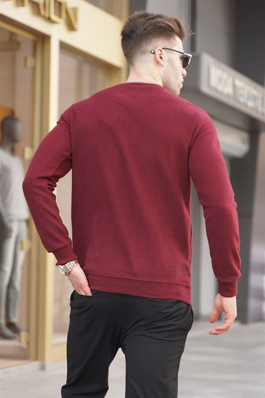 MDX Burgundy Bicycle Collar Regular Fit Basic Sweatshirt 5799 - Aveiro