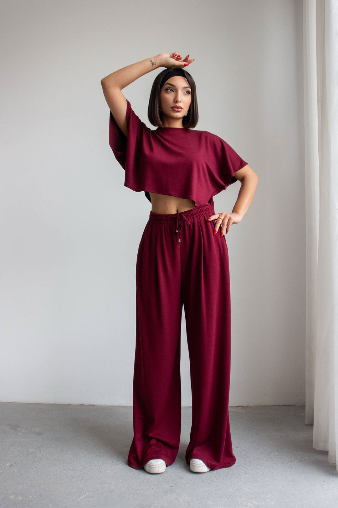 Bordo Bol Paça Rahat Kesim Modal Kumaş Alt Üst Takım - Angoulême