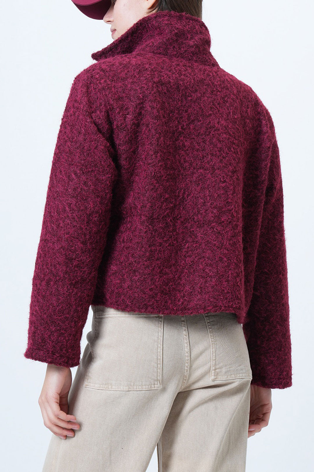 Burgundy Double Pocket Zippered Buckle Jacket BCHCA-251232 - Eberswalde