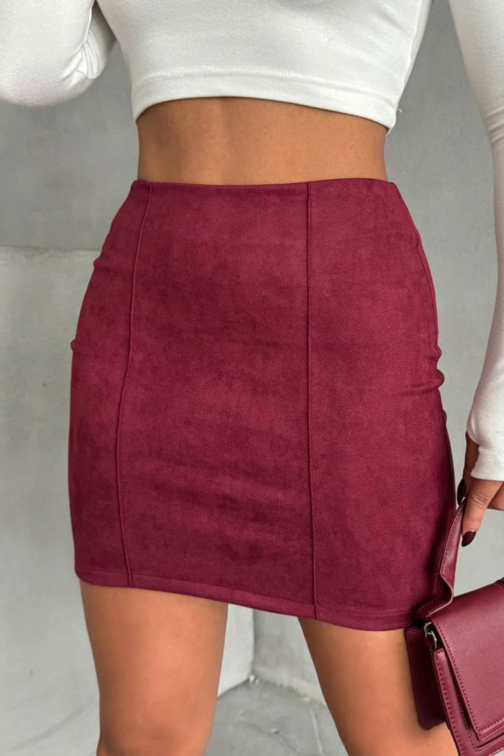 Burgundy Corduroy Suede Skirt BCHN-25261011 - Cerignola