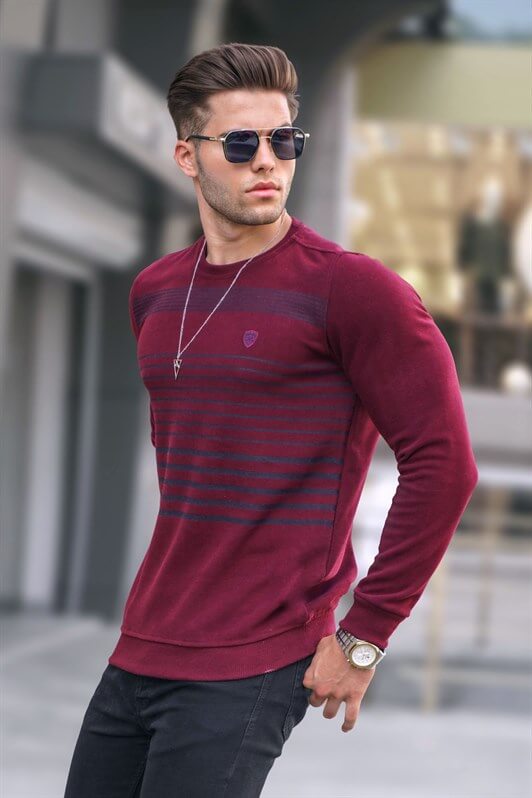 MDX Burgundy Striped Turtleneck Sweater 5961 - Montpellier