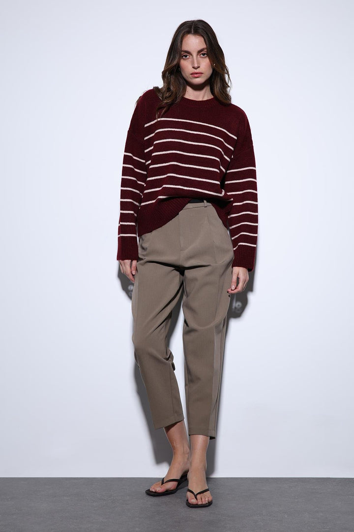 ANT Antioch Bordo Çizgili Triko Kazak - Matosinhos