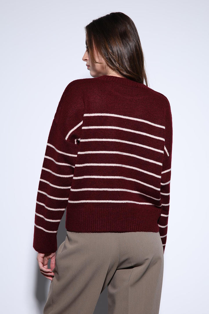 ANT Antioch Bordo Çizgili Triko Kazak - Matosinhos