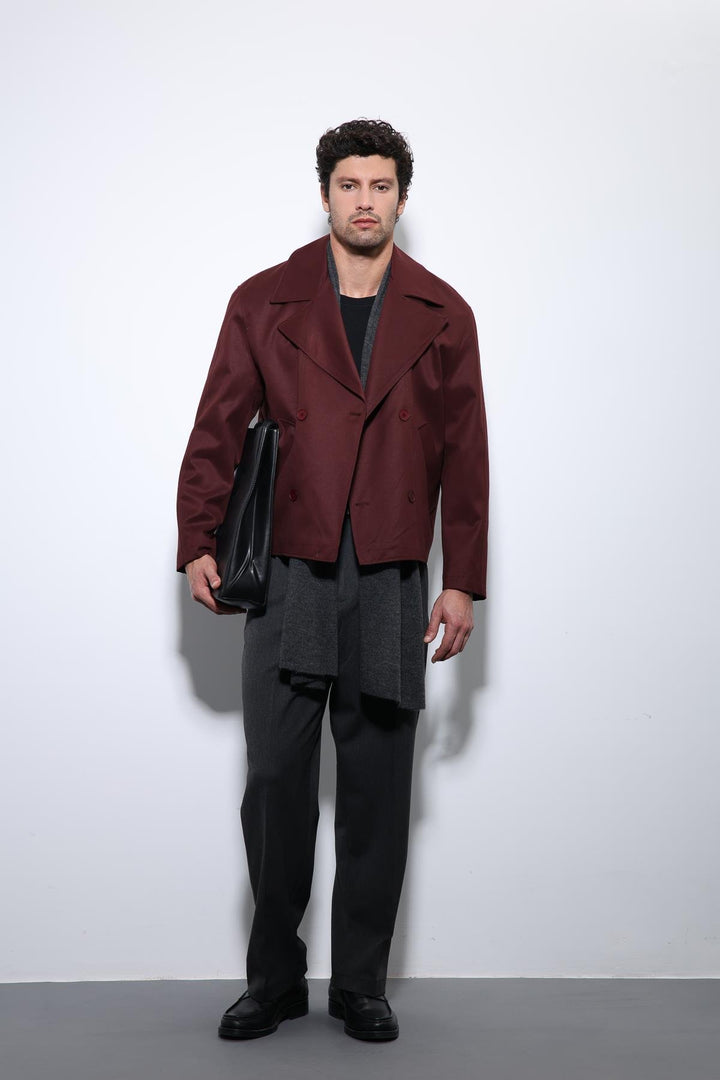 ANT Antioch Bordo Crop Fit Erkek Trençkot - Ragusa