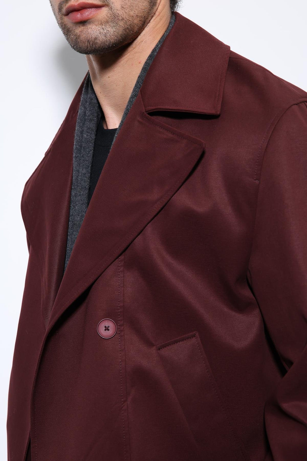 ANT Antioch Bordo Crop Fit Erkek Trençkot - Ragusa