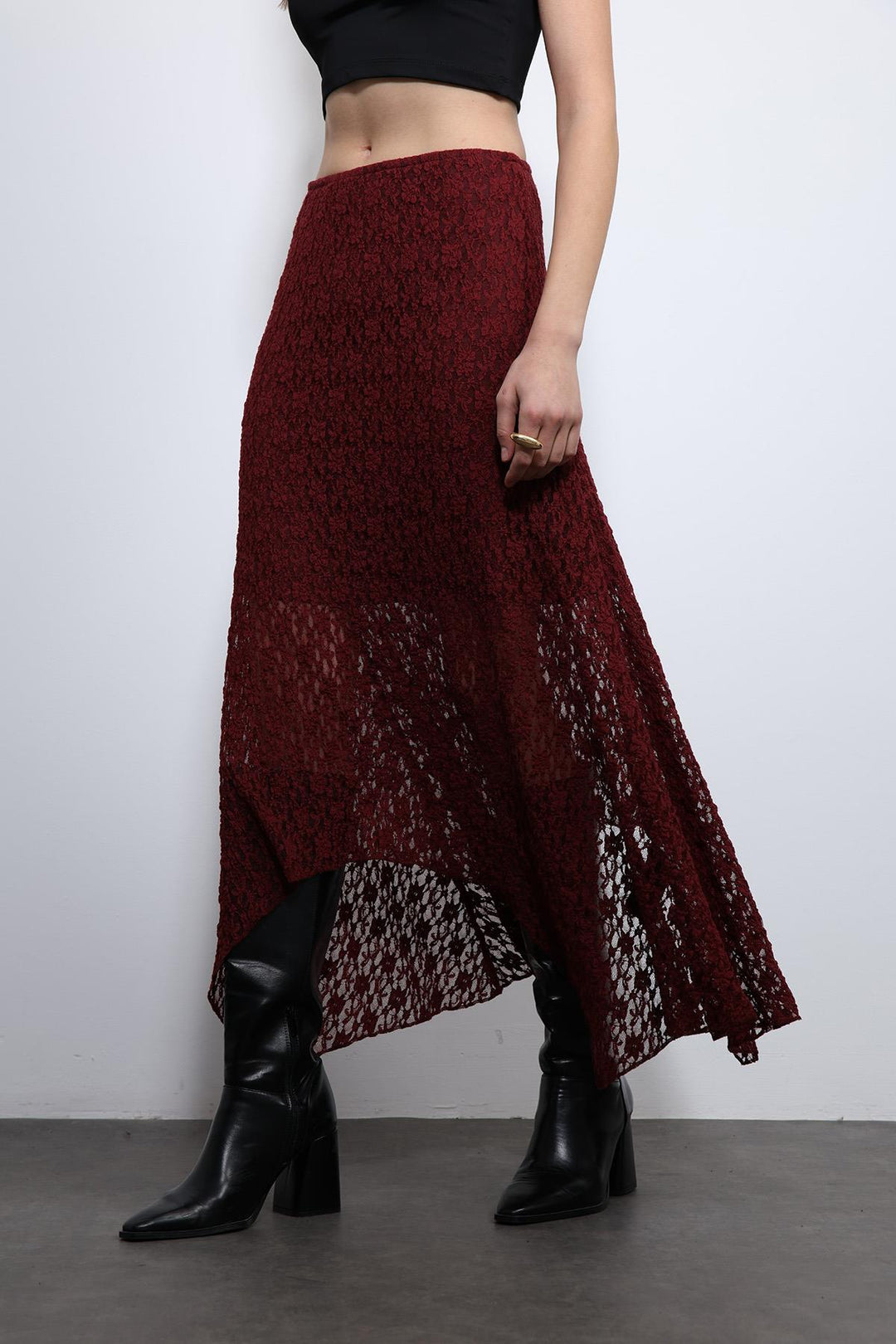 ANT Antioch Burgundy Lace Midi Skirt - Wimbledon