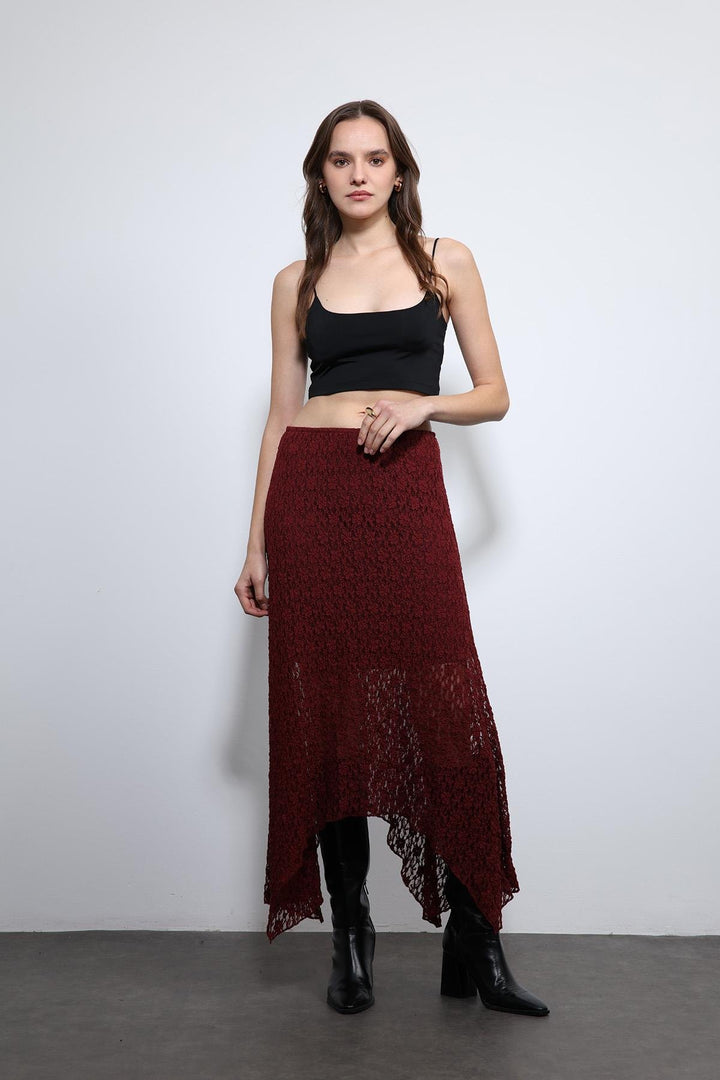ANT Antioch Burgundy Lace Midi Skirt - Wimbledon