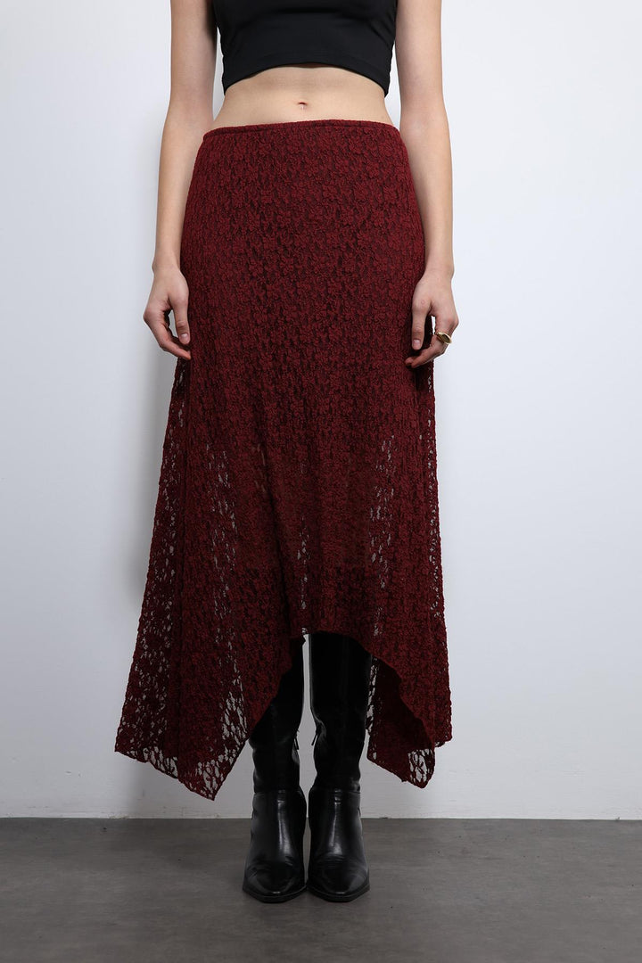 ANT Antioch Burgundy Lace Midi Skirt - Wimbledon