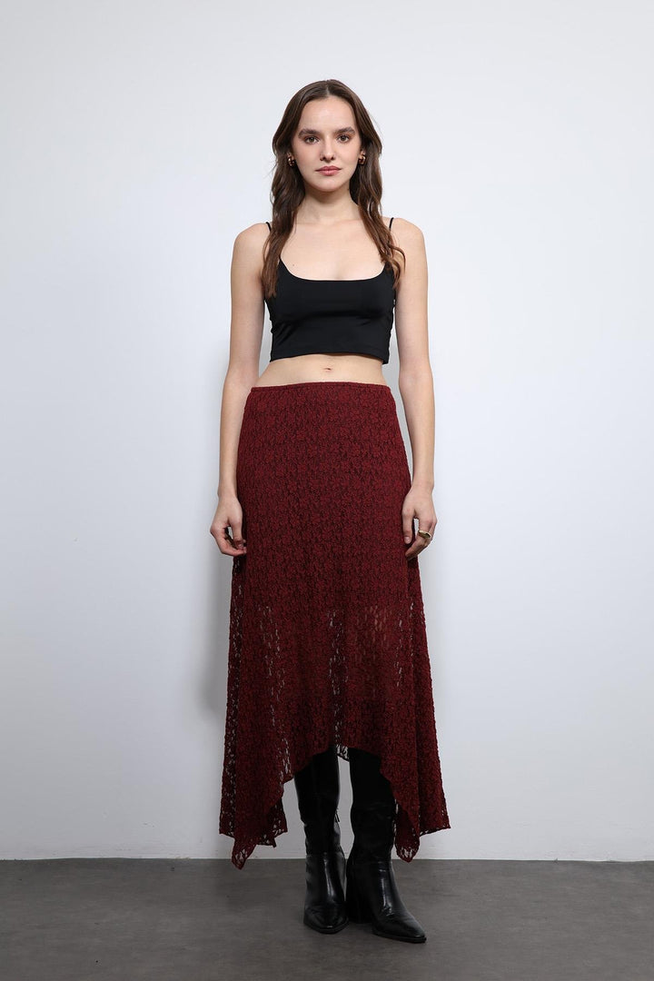 ANT Antioch Burgundy Lace Midi Skirt - Wimbledon