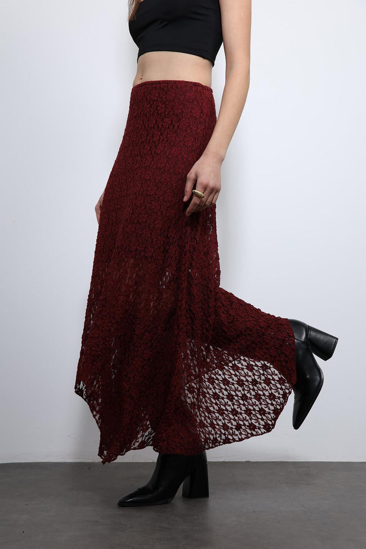 ANT Antioch Burgundy Lace Midi Skirt - Wimbledon